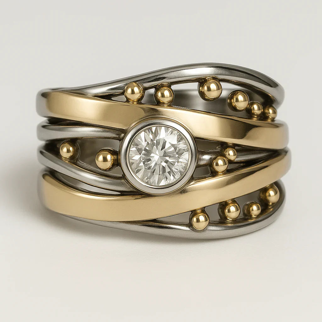 Royal - Vintage Gold Inlay Zirkonia Ring