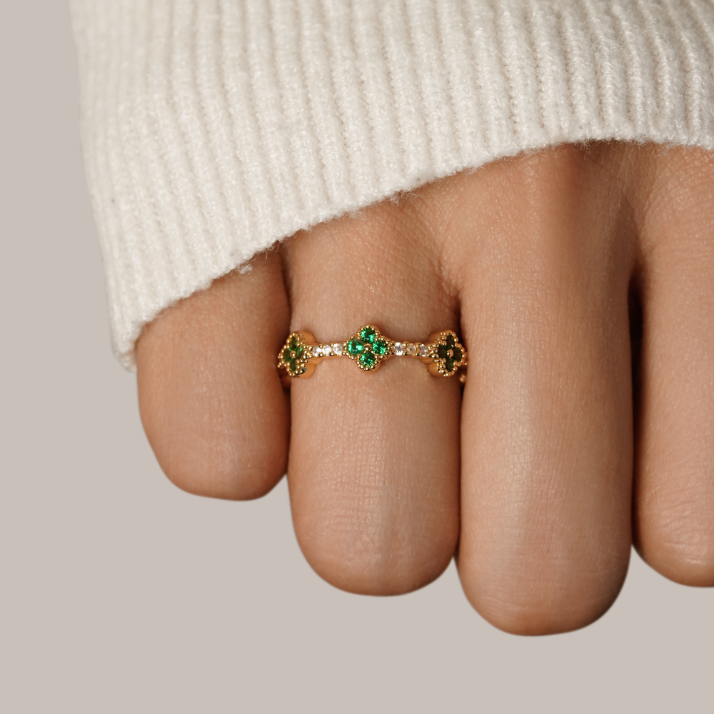 Luck - Four-Leaf Clover Crystal Ring