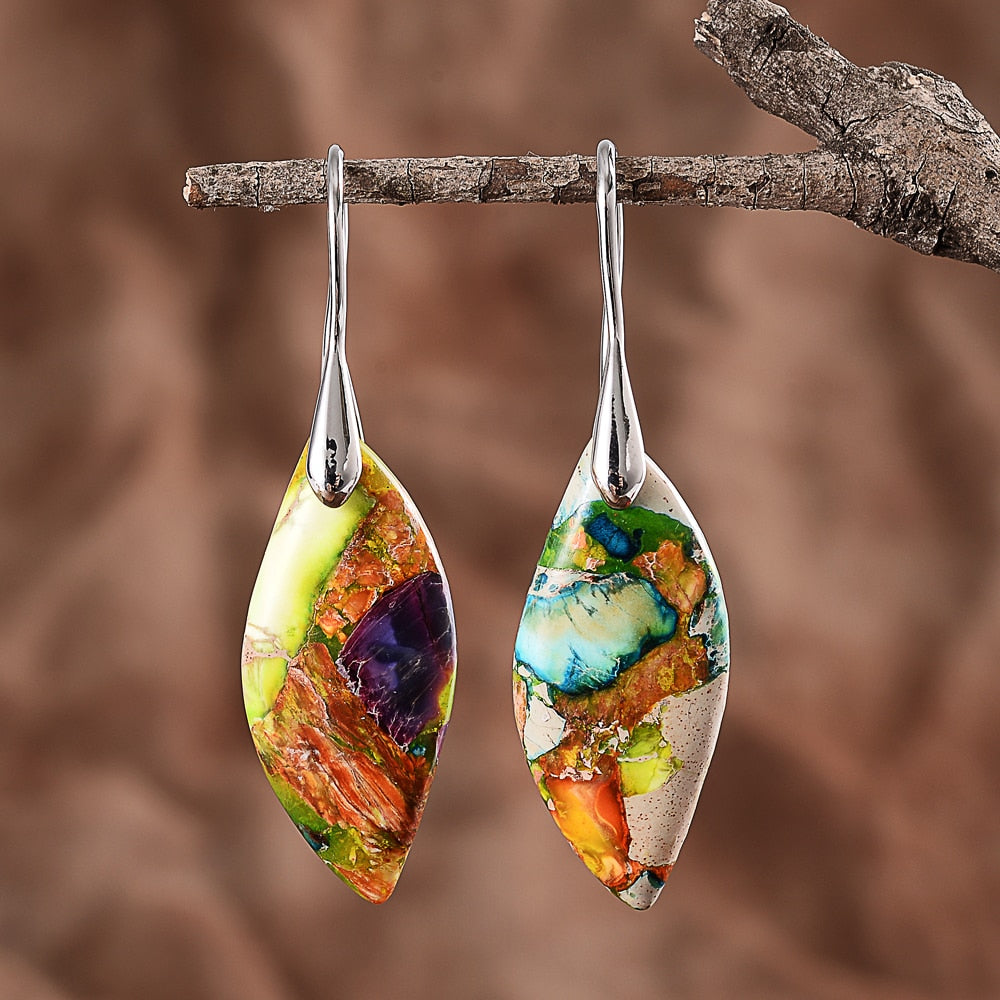 Handpainted Vintage Leaf Earrings
