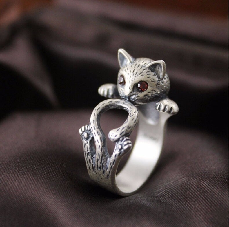 Adjustable Cat Ring in Sterling Silver