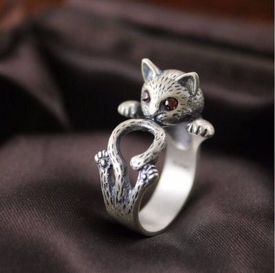 Adjustable Cat Ring in Sterling Silver