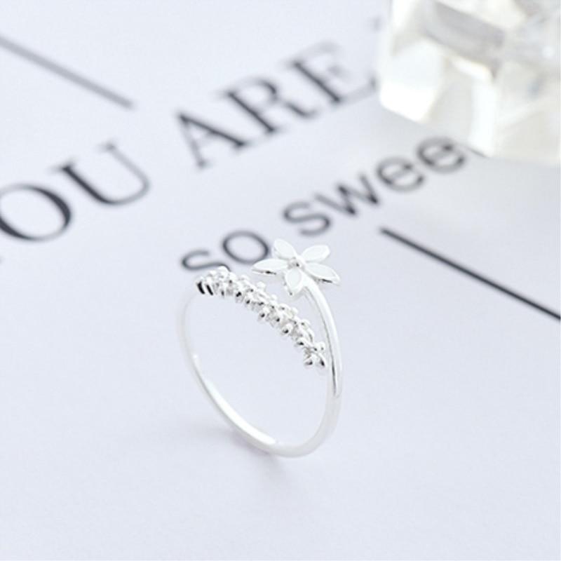Adjustable Silver and Handmade Wildflower Ring