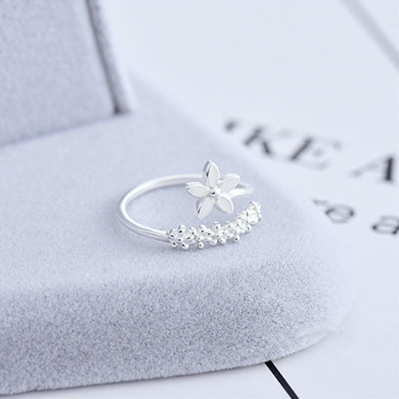 Adjustable Silver and Handmade Wildflower Ring