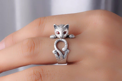Adjustable Cat Ring in Sterling Silver