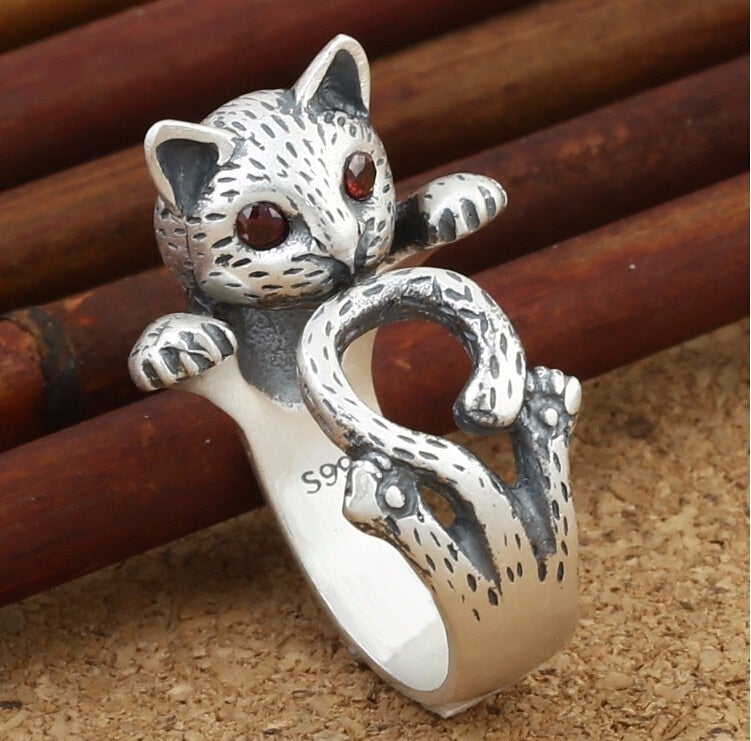Adjustable Cat Ring in Sterling Silver