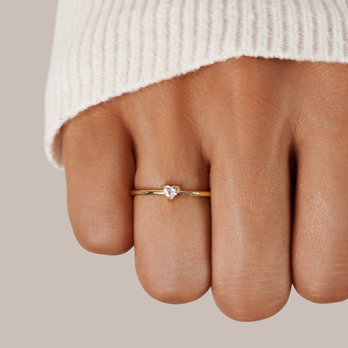 Small Crystal Heart Ring