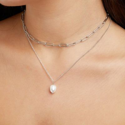 Angela Pearls Silver Necklace
