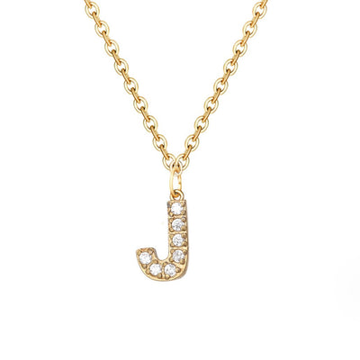Crystal Letter Charm Necklace