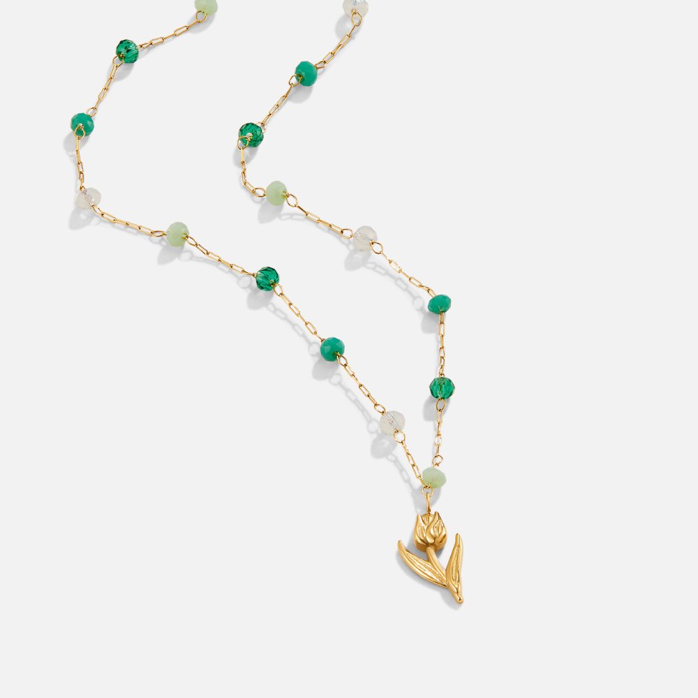 Golden Tulip Pearl Necklace