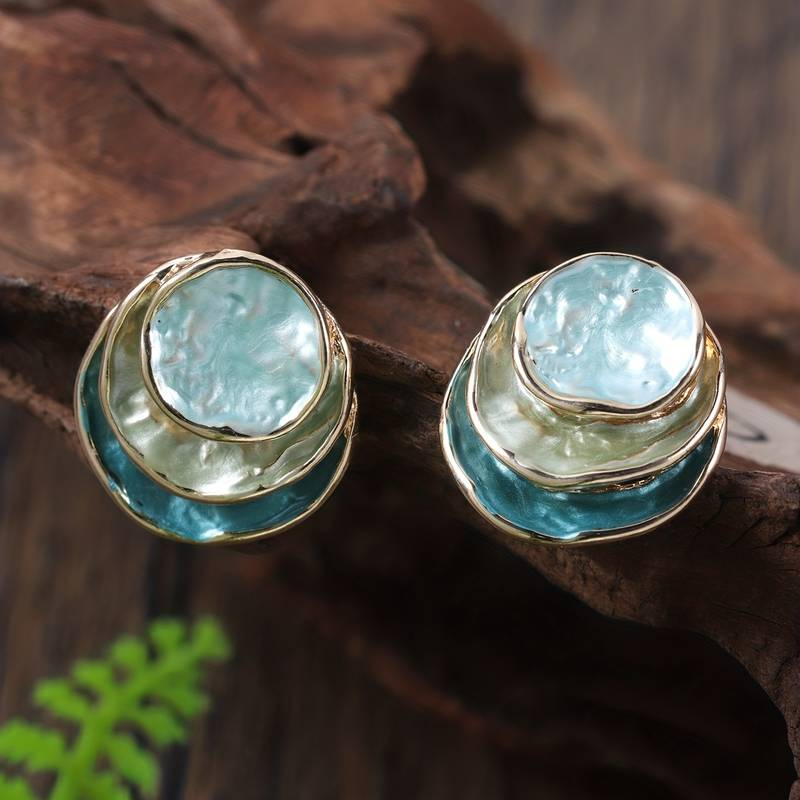 Vintage hand-painted layered earrings