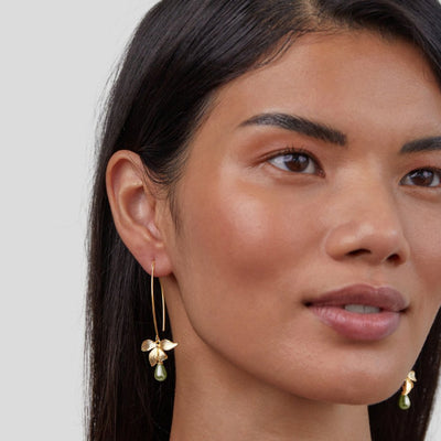Jade Pearl & Blossom Drop Earrings