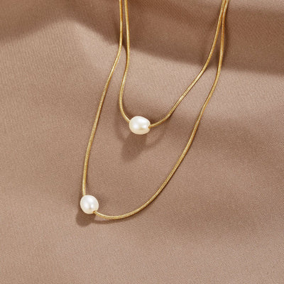 Layered Necklace with Freshwater Pearls