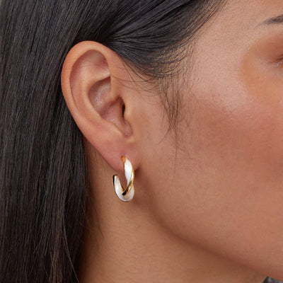 Pearl Twist Hoop Earrings