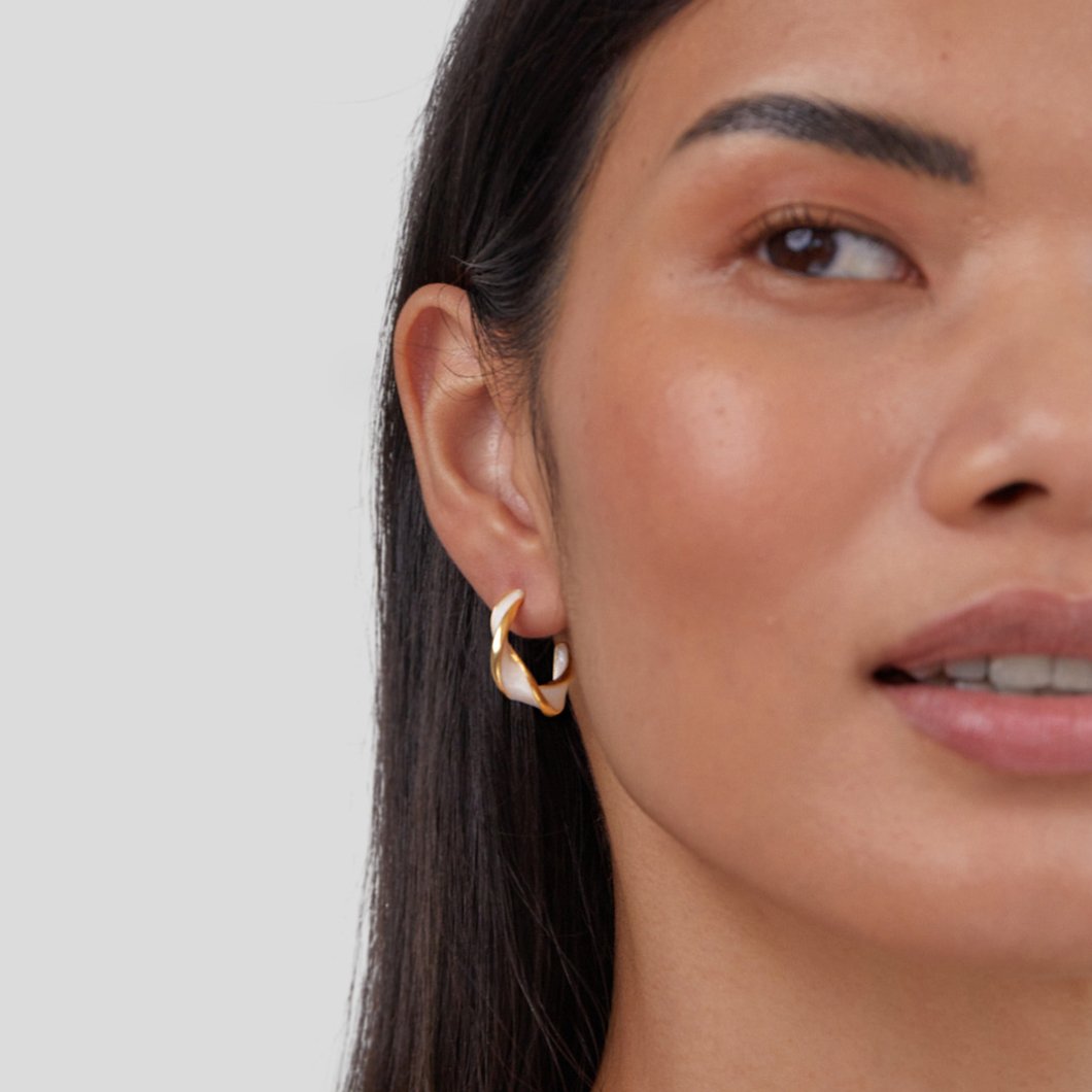 Pearl Twist Hoop Earrings