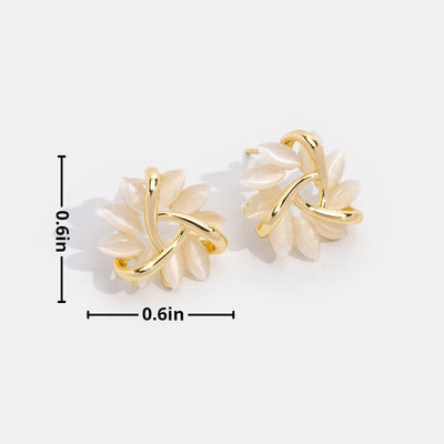 Opal Flower Gold Earrings