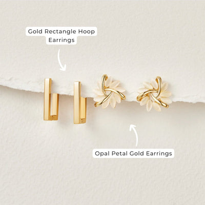 Opal Flower Gold Earrings