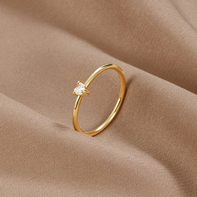 Small Crystal Heart Ring