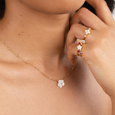 White Floral Blossom Necklace