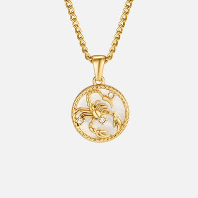 White Shell Zodiac Coin Necklace