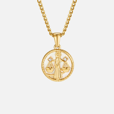 White Shell Zodiac Coin Necklace