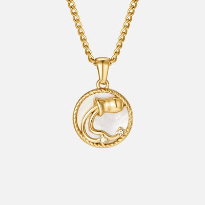 White Shell Zodiac Coin Necklace